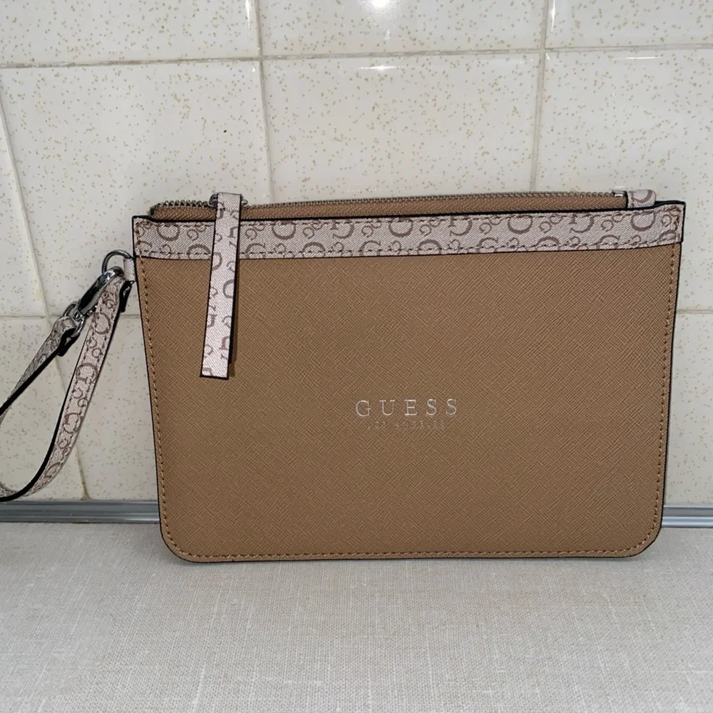 Guess‎ Tan Wristlet Bag
